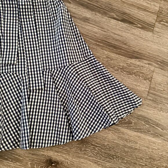 J. Crew Navy Whitw Gingham Belted Midi Dress - Picture 3 of 11